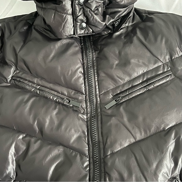 Avant Premier Homme Men’s Puffer Bomber Jacket Removable Hood Black Large - Picture 4 of 11